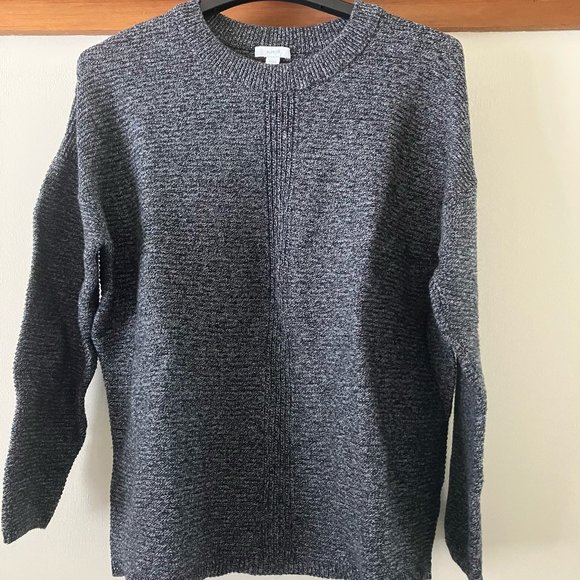 J. Jill Sweaters - Purejill by J. Jill Black & Grey Marled Boxy Sweater Crewneck size L Petite